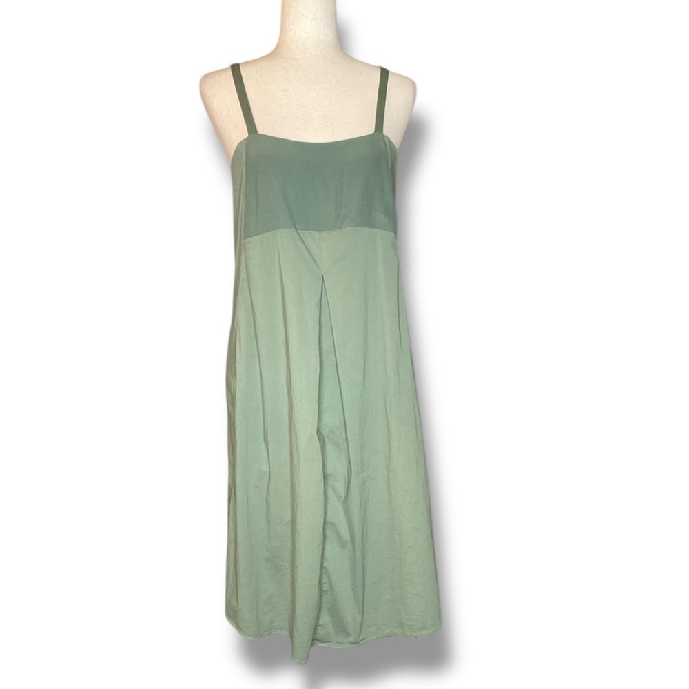 Sage Green Spaghetti Strap Midi Dress - Relaxed A-Line